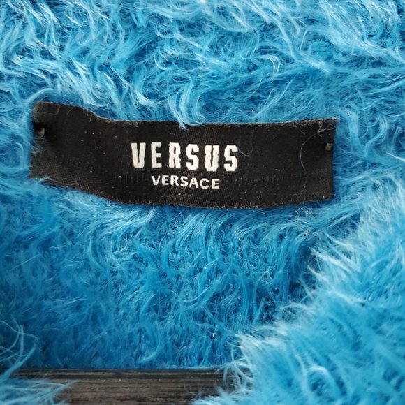 Versus Versace Blue fuzzy geometric sweater. - Picture 3 of 5